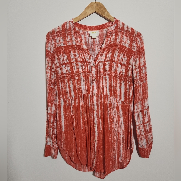 Maeve Tops - Maeve Graphic Print Tunic Button Up Blouse